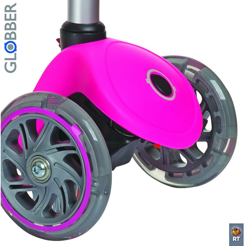 Самокат Globber Primo Fantasy 424-007 с 3 светящимися колесами Flowers Neon pink  